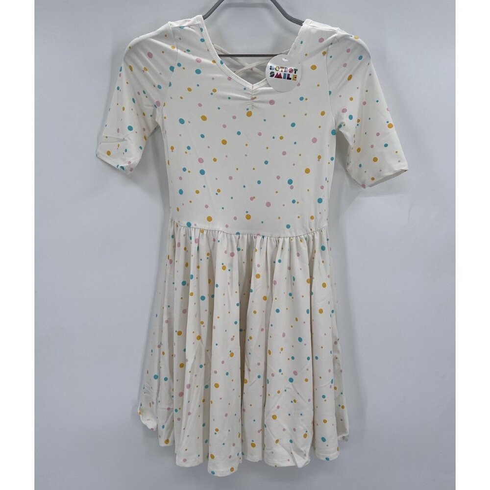 Dot Dot Smile Girl's Ballerina Skater Dress sz 8-10 NWT Short Sleeve Polka Dot